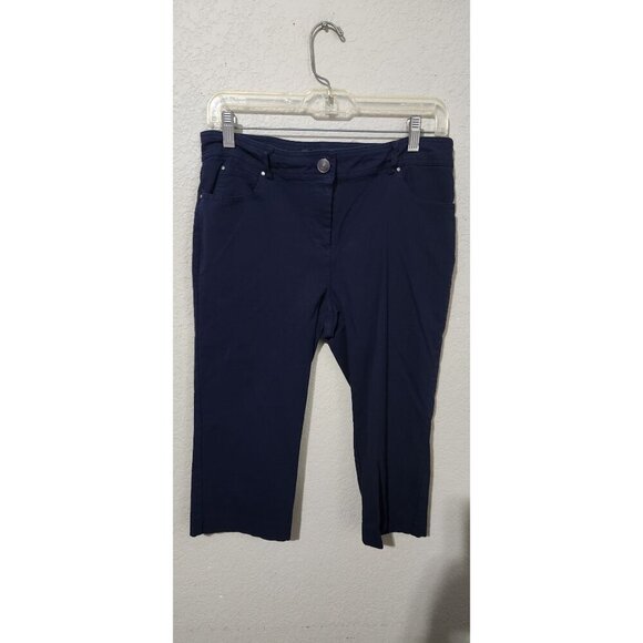 89th Madison Capri Pants Womens size 10 Navy Blue - Picture 1 of 8